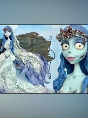 Tim Burton 2006 Corpse Bride Emily doll with stand and bench!